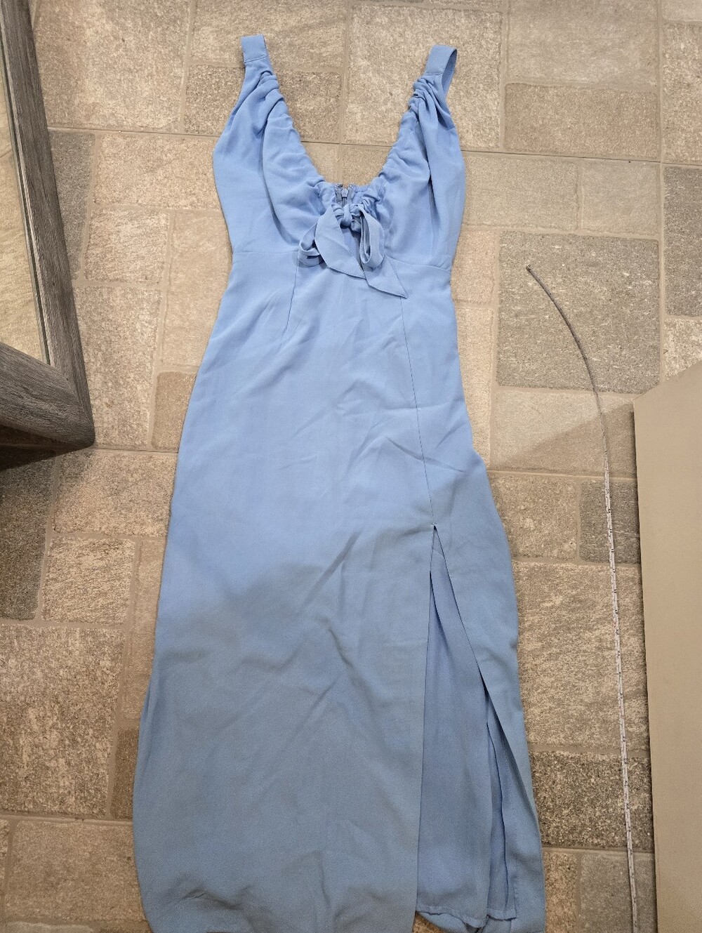 Abercrombie And Fitch XS Light Blue Tie-Front Cinch Summer Resort Midi Dress 2 4 - Picture 4 of 14